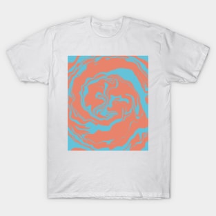 Bleu and Orange Retro Pattern Liquid Swirls T-Shirt